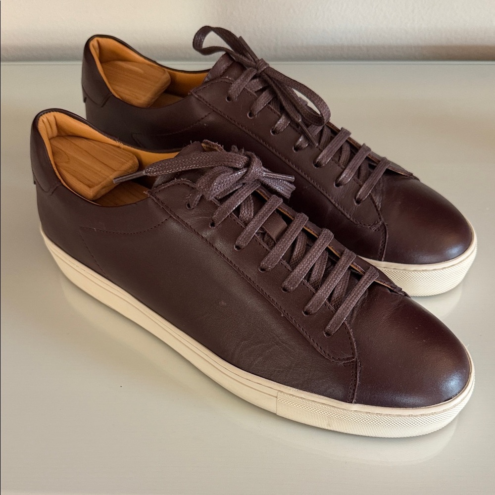 Reiss Finley Oxblood Leather Sneakers (EU 45, trees not included)